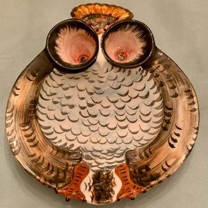 🎁OWL COLLECTORS , HORS D’V? RARE CARBONE NEW VTG POTTERY. ITALIAN. HANDMADE 9”